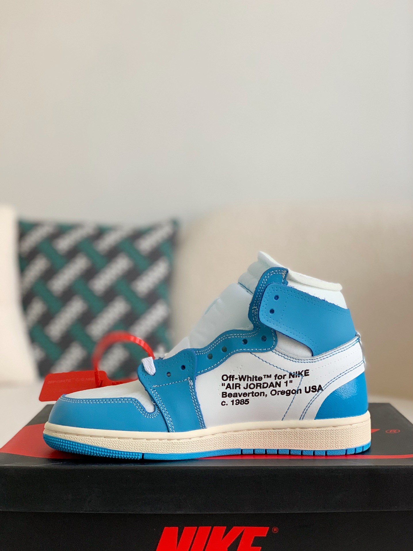 「#516」Off-White Air Jordan 1 Powder Blue UNC AJ1 - Image 4