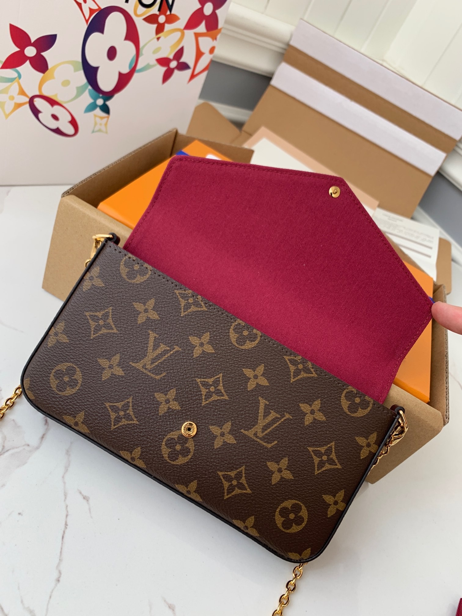 「#579」LOUIS VUITTON POCHETTE FELICIE M61276 21cm - Image 3