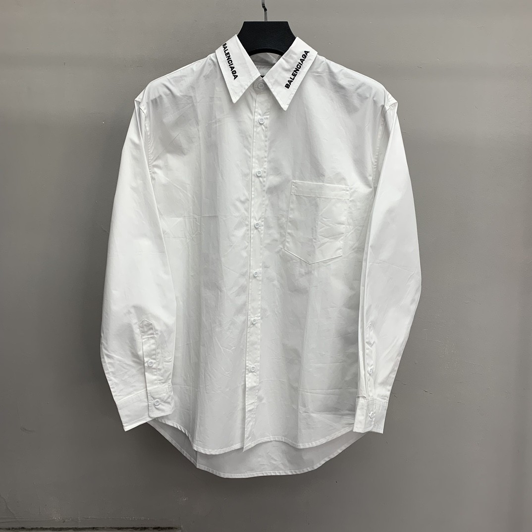 「#1205」Balenciaga neckline monogrammed long sleeve shirt