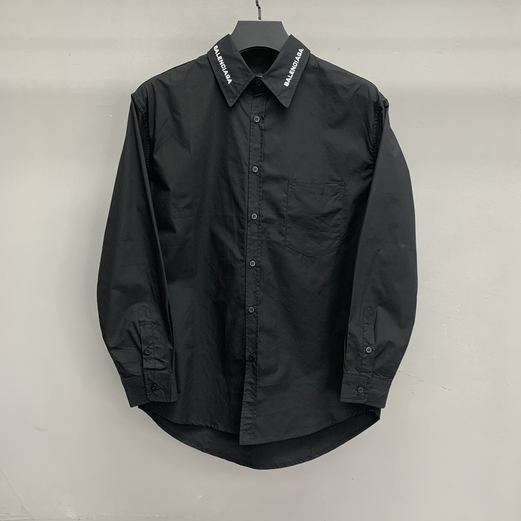 「#1206」Balenciaga neckline monogrammed long sleeve shirt