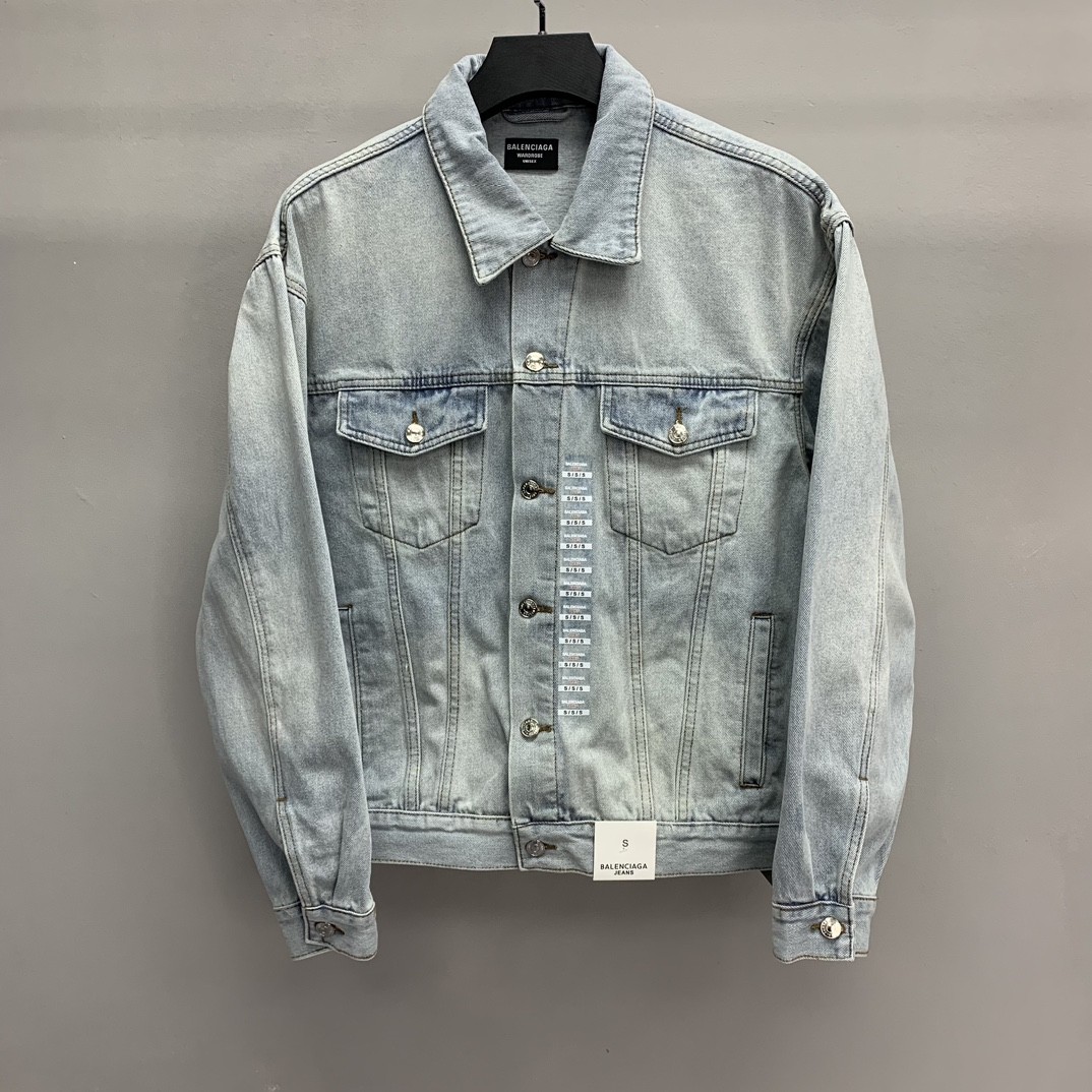 「#1209」Balenciaga size logo offset denim jacket