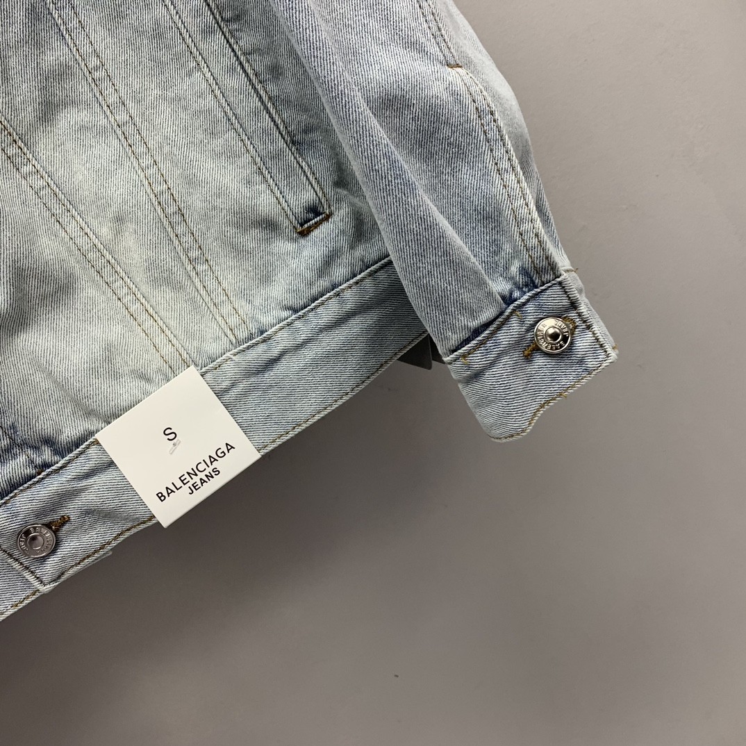 「#1209」Balenciaga size logo offset denim jacket - Image 5