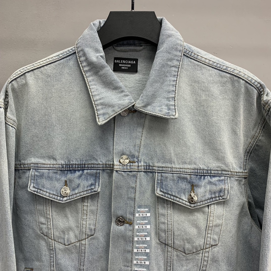 「#1209」Balenciaga size logo offset denim jacket - Image 2