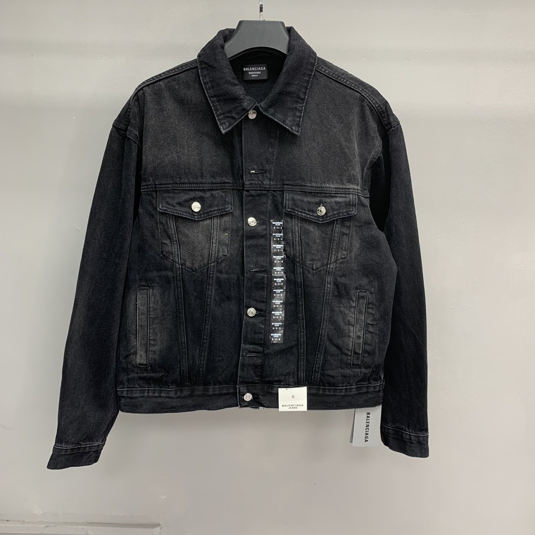 「#1210」Balenciaga size logo offset denim jacket