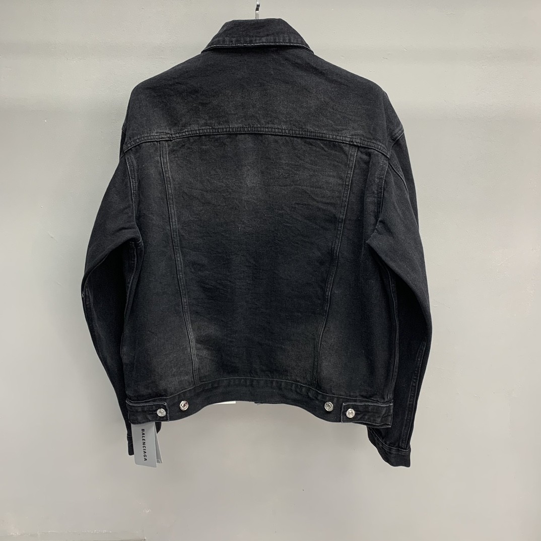 「#1210」Balenciaga size logo offset denim jacket - Image 3