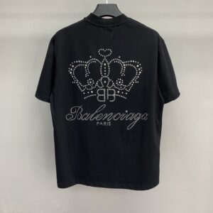 「#1216」Paris royal crown hot diamond short sleeve t-shirt