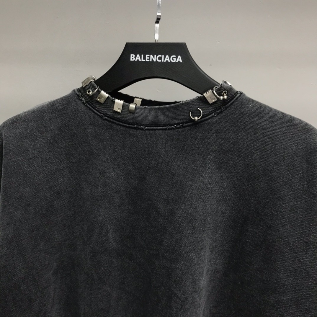 「#1240」Balenciaga neckline hardware perforated hoodie - Image 2