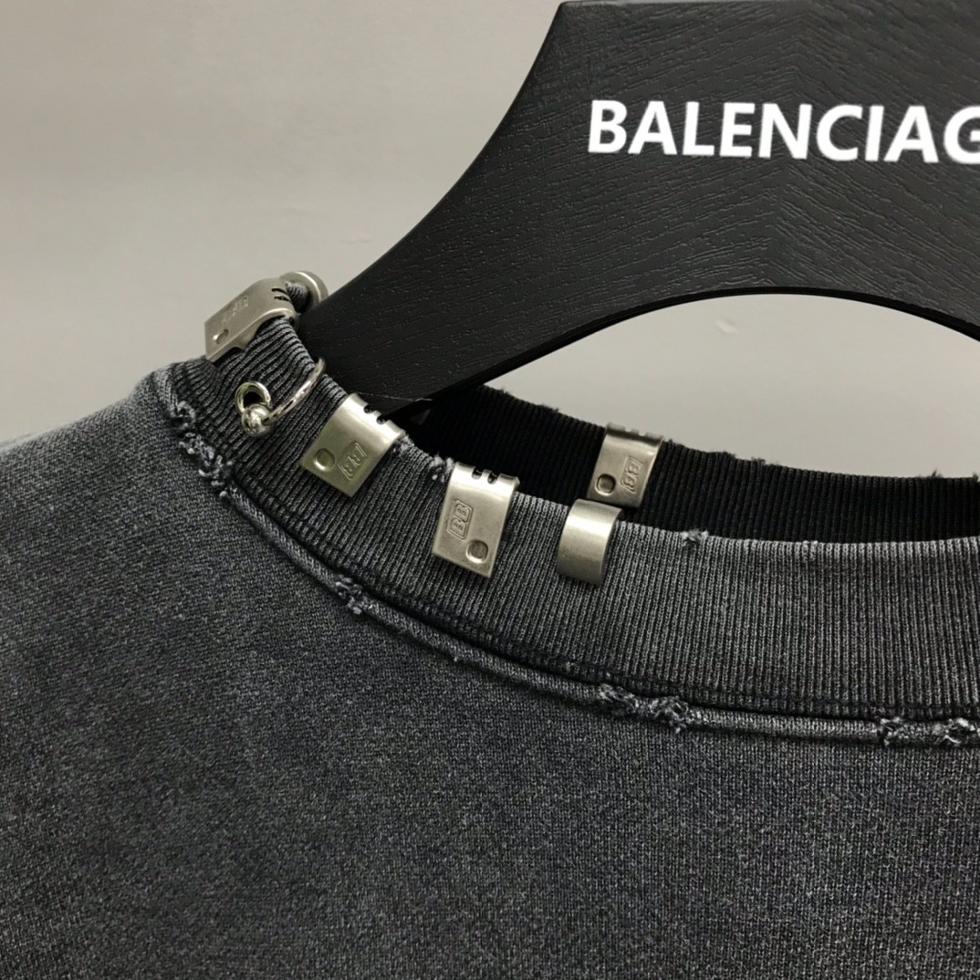 「#1240」Balenciaga neckline hardware perforated hoodie - Image 5