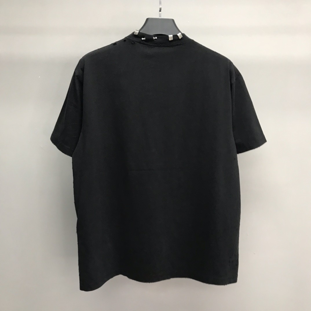 「#1241」Balenciaga neckline hardware perforated T-shirt - Image 3