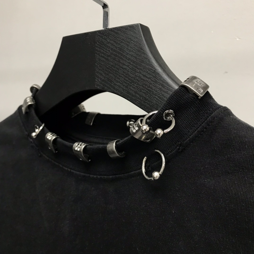 「#1241」Balenciaga neckline hardware perforated T-shirt - Image 5