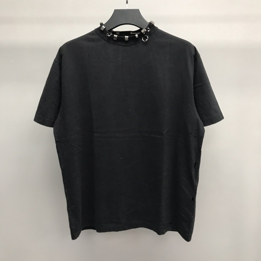 「#1241」Balenciaga neckline hardware perforated T-shirt