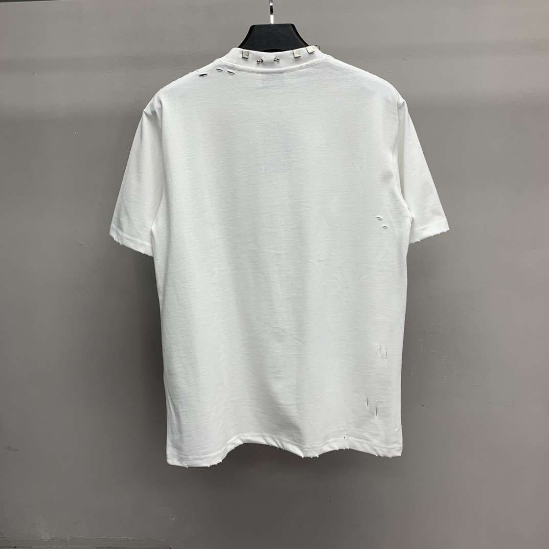 「#1242」Balenciaga neckline hardware perforated T-shirt - Image 4