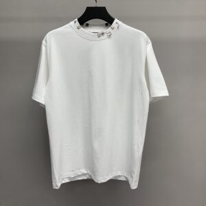 「#1242」Balenciaga neckline hardware perforated T-shirt