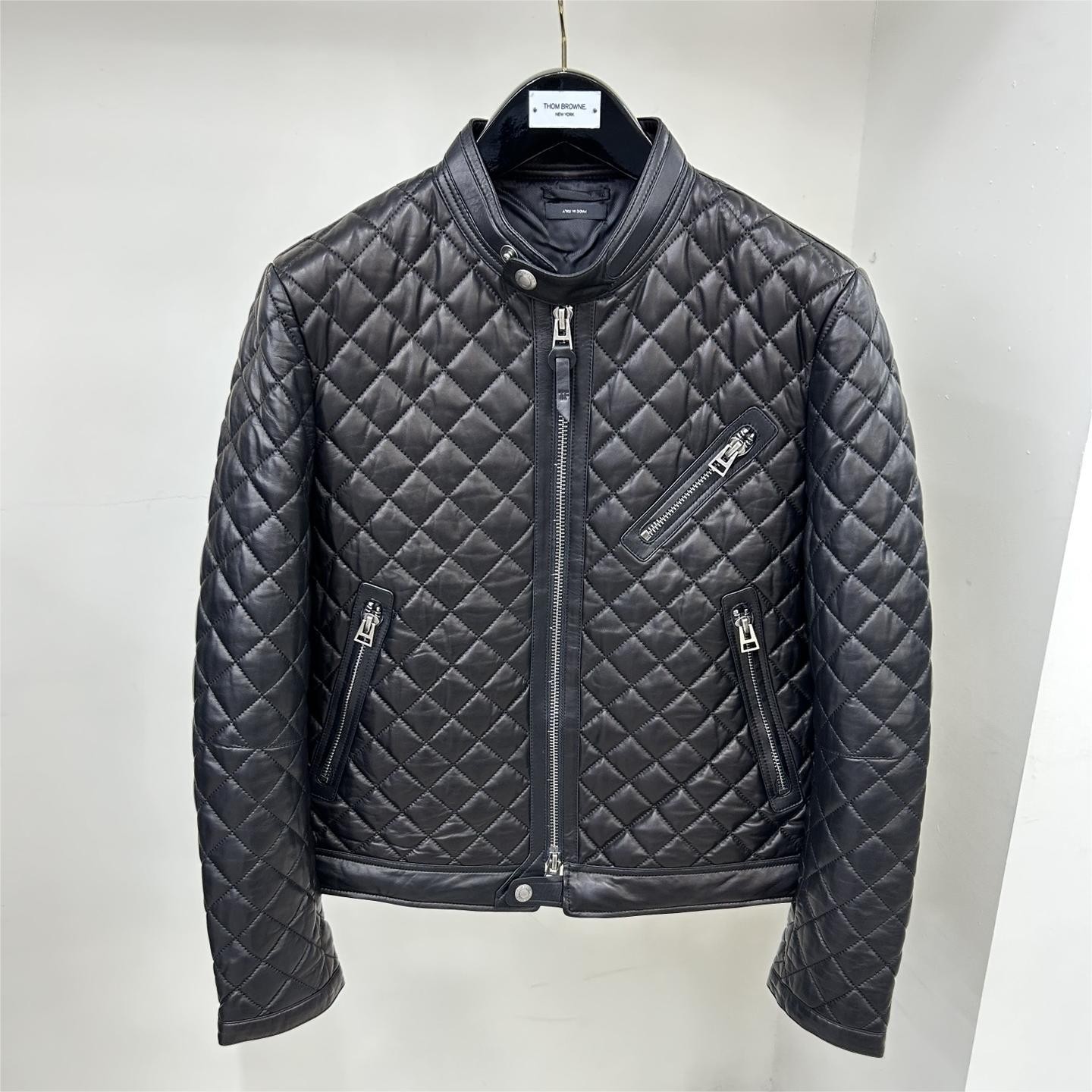 「#1273」Tom Ford 23 catwalk style slim stand collar leather jacket