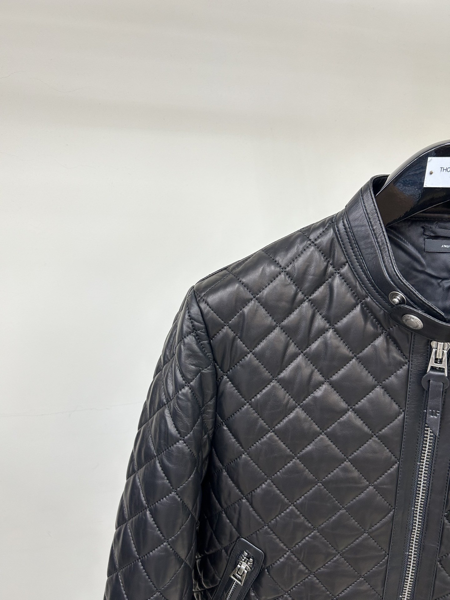 「#1273」Tom Ford 23 catwalk style slim stand collar leather jacket - Image 5