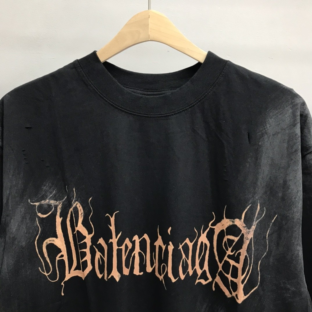 「#1358」Balenciaga Sanskrit lettering industrial paint T-shirt - Image 2