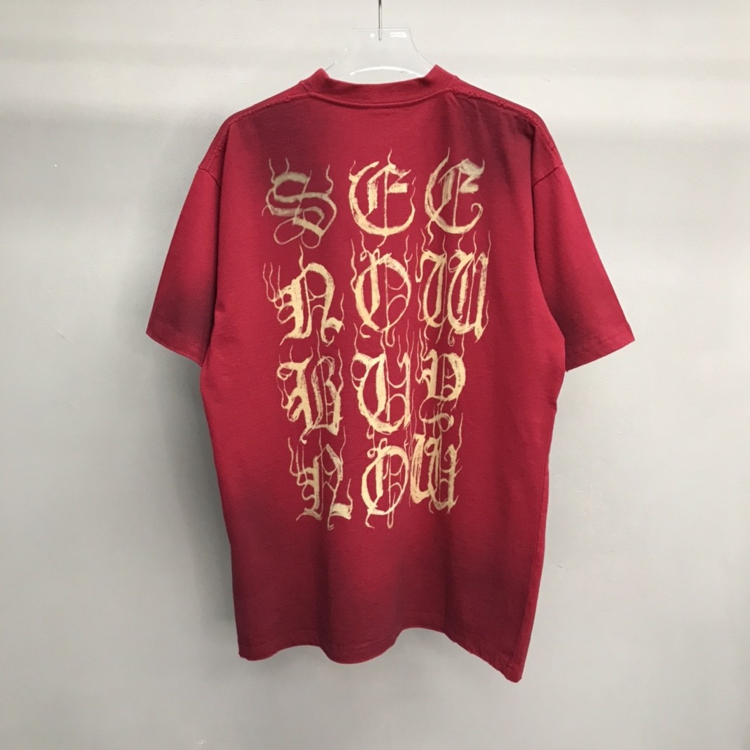 「#1359」Balenciaga Sanskrit lettering industrial paint T-shirt - Image 3