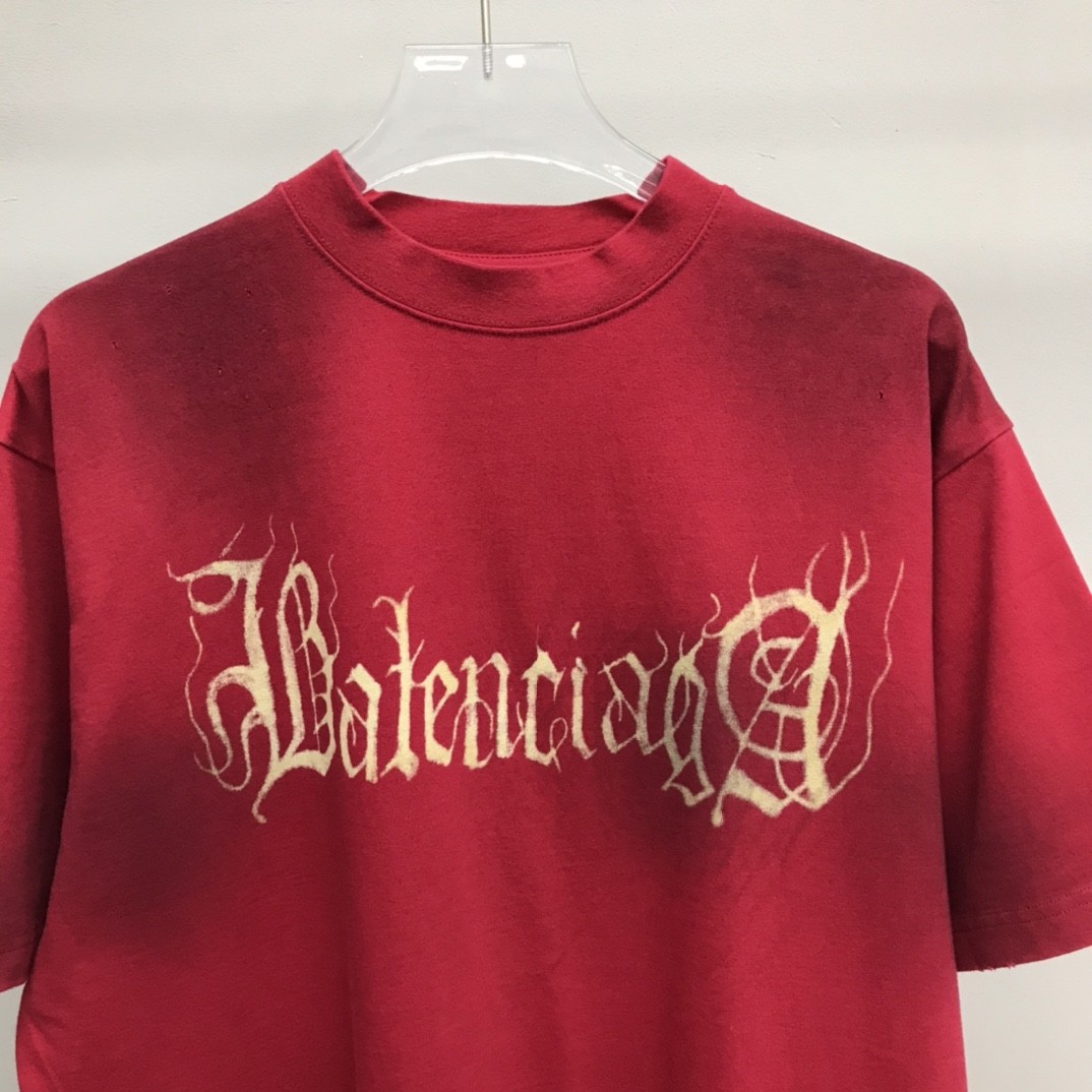 「#1359」Balenciaga Sanskrit lettering industrial paint T-shirt - Image 2