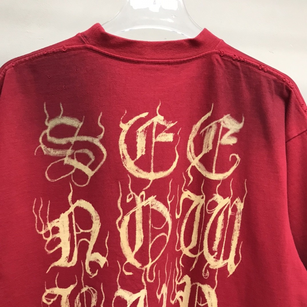 「#1359」Balenciaga Sanskrit lettering industrial paint T-shirt - Image 4