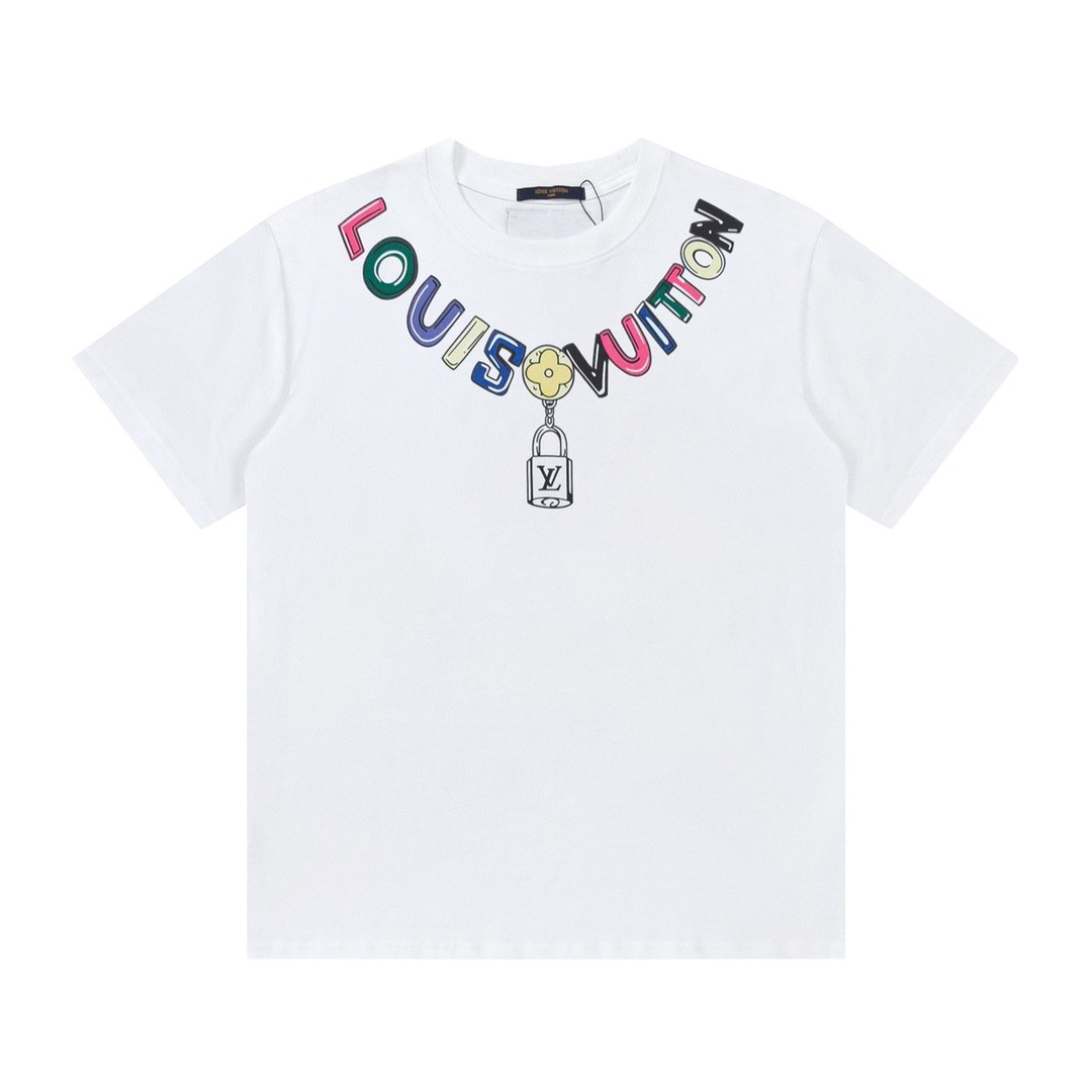 「#1422」Louis Vuitton Logo lettering T-shirt with 23SS neckline