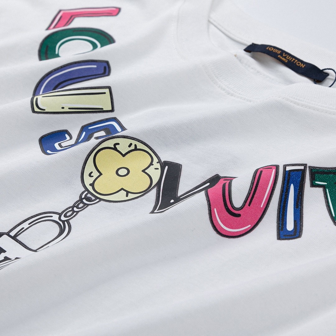 「#1422」Louis Vuitton Logo lettering T-shirt with 23SS neckline - Image 2