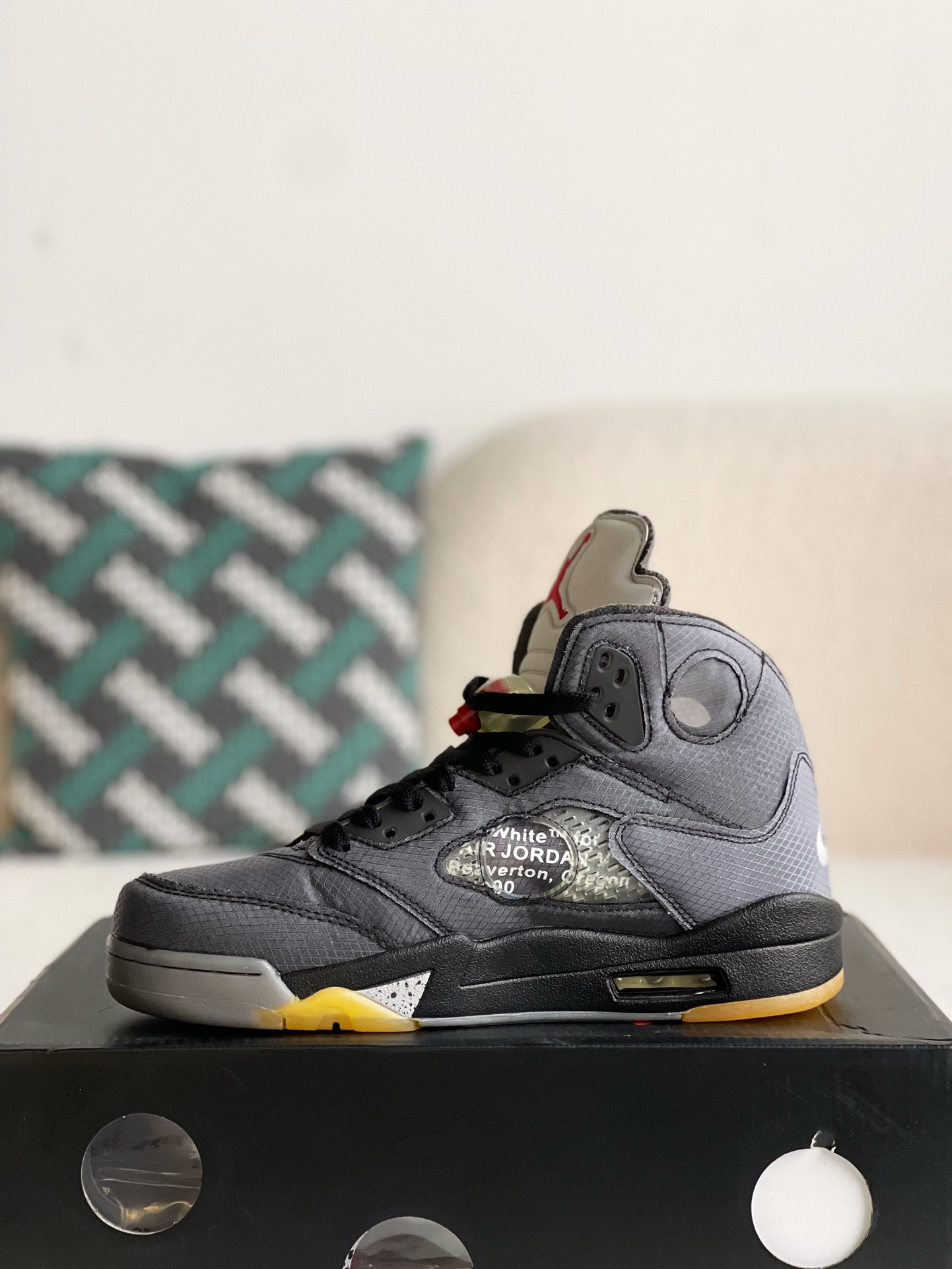 「#1458」OFF_WHITExJordan Air Jordan 5 Retro SP High-top basketball shoes - Image 4