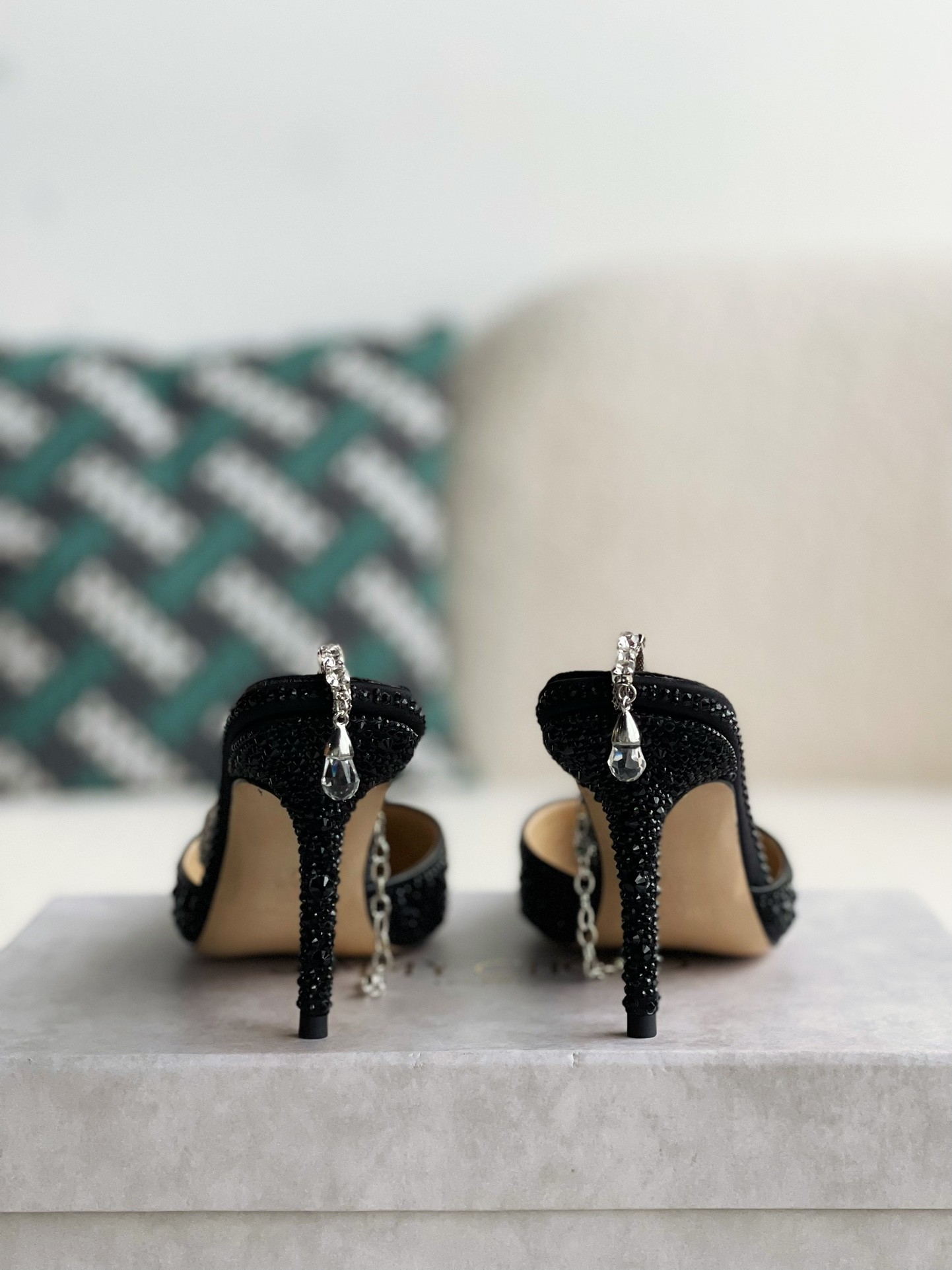 「#1499」Jimmy Choo/Saeda 100 Lady Crystal Chain Heels JC - Image 3