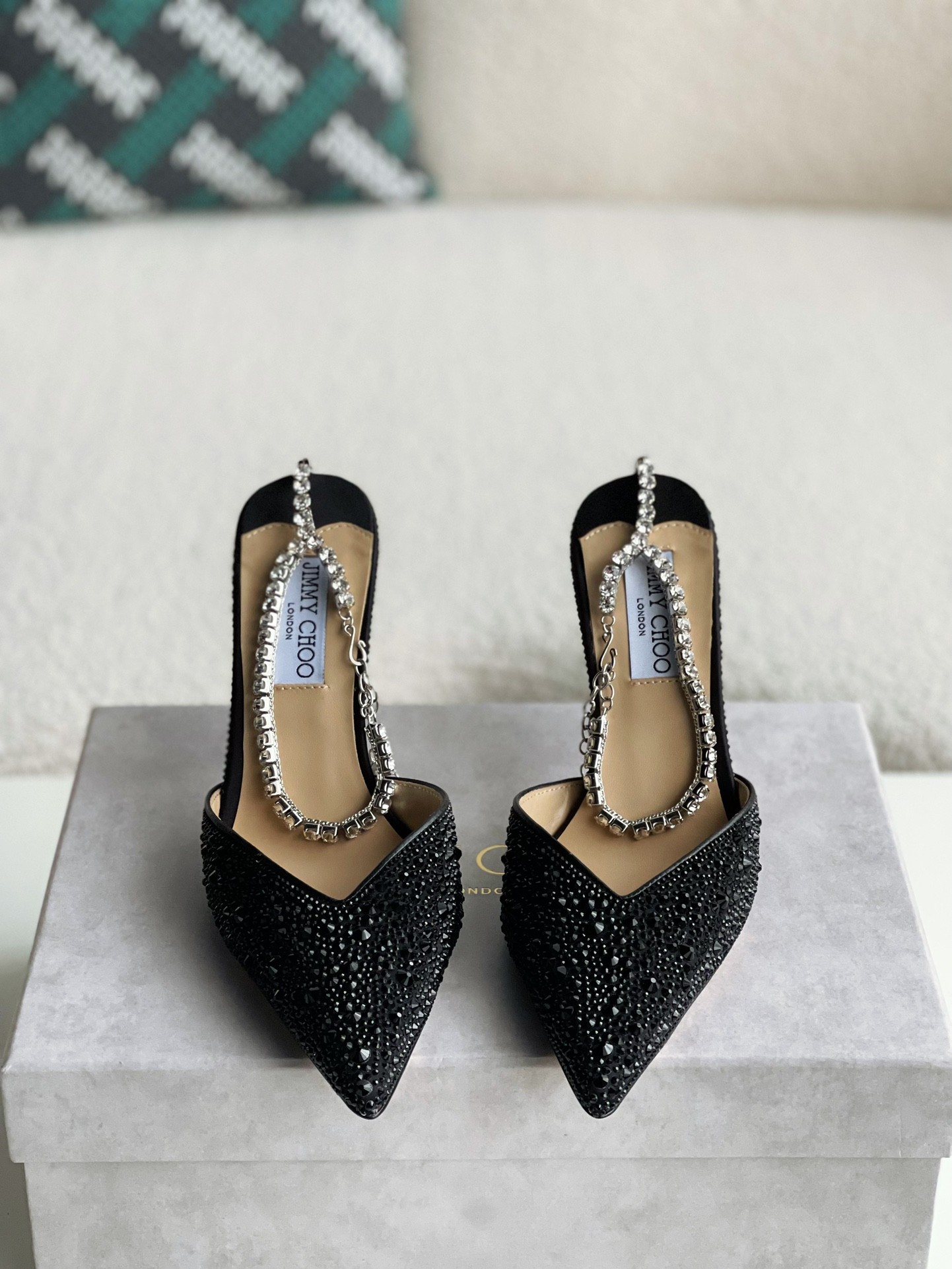 「#1499」Jimmy Choo/Saeda 100 Lady Crystal Chain Heels JC - Image 4