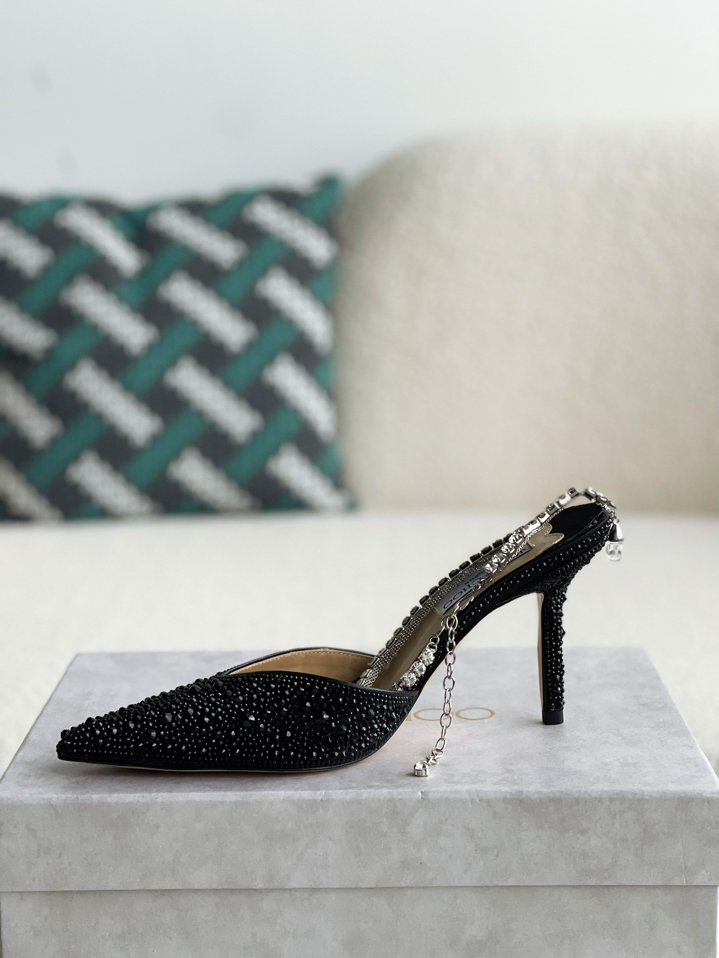 「#1499」Jimmy Choo/Saeda 100 Lady Crystal Chain Heels JC - Image 5