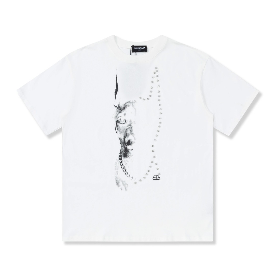 「#1517」Balenciaga 23Ss Drill Print Hound Design t-shirt