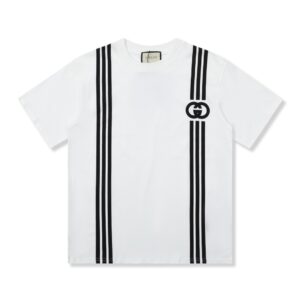 「#1519」Gucci  23SS double G vertical stripe foam printed t-shirt