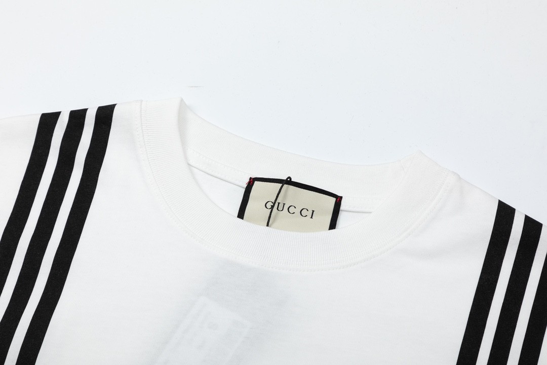 「#1519」Gucci 23SS double G vertical stripe foam printed t-shirt - Image 3