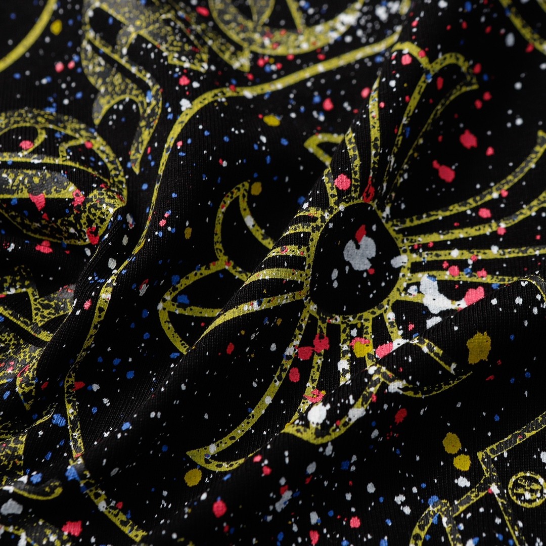 「#1635」Chrome Hearts heart splashed ink Sanskrit horseshoe t-shirtarts - Image 7