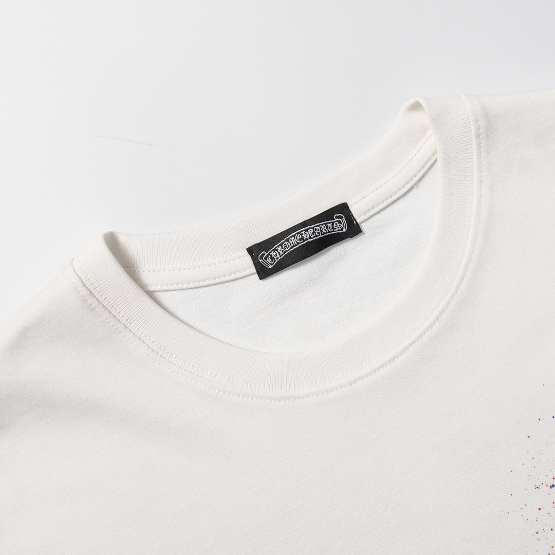 「#1636」Chrome Hearts heart splashed ink Sanskrit horseshoe t-shirtarts - Image 3