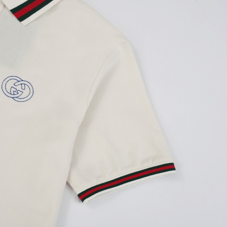 「#1655」Gucci Embroidered lapel POLO on left chest - Image 5