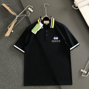 「#1700」Gucci Floral neckline embroidered polo shirt with cartoon lettering