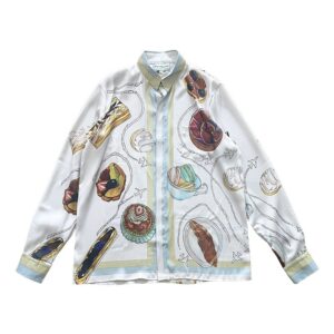 「#1983」Casablanca 23 gourmet cake travel pattern blue twill silk shirt