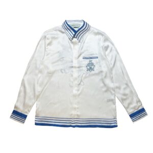 「#1985」Casablanca White blue flying fish, Sicily, long sleeve shirt