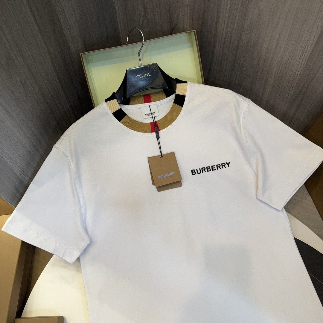 「#2004」Burberry 2024ss latest logo embroidered cotton short-sleeved t-shirt - Image 2