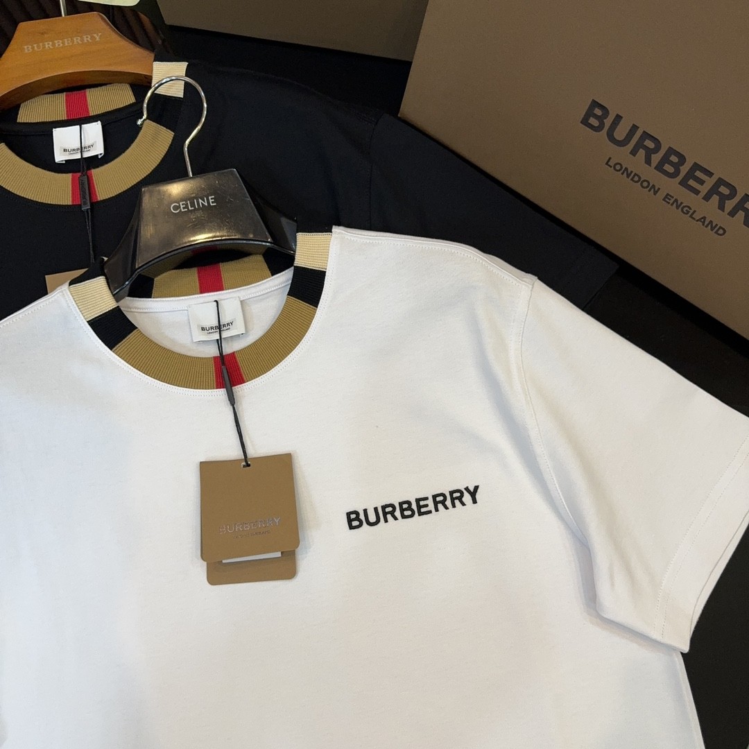 「#2004」Burberry 2024ss latest logo embroidered cotton short-sleeved t-shirt - Image 3