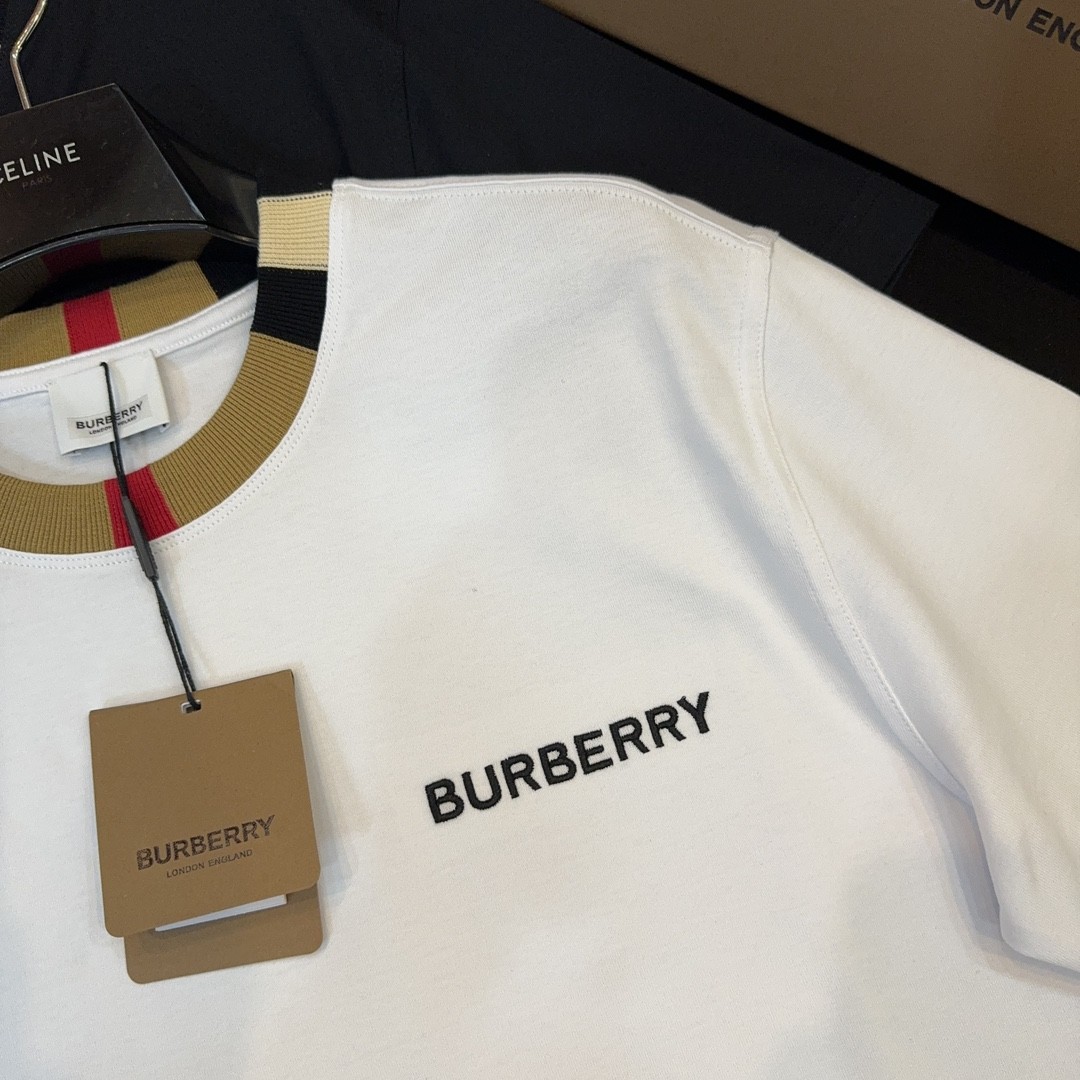 「#2004」Burberry 2024ss latest logo embroidered cotton short-sleeved t-shirt - Image 5