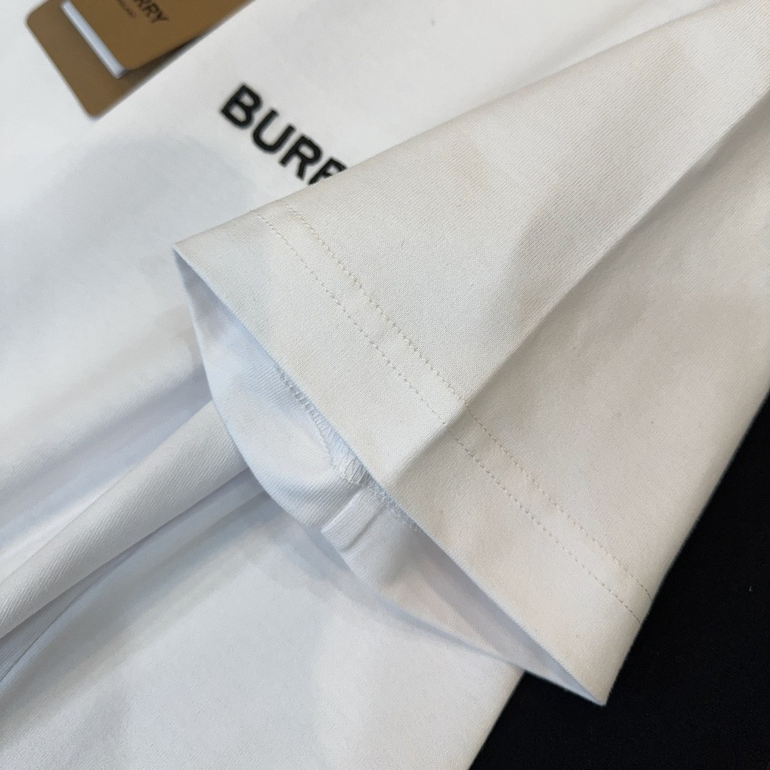 「#2004」Burberry 2024ss latest logo embroidered cotton short-sleeved t-shirt - Image 8