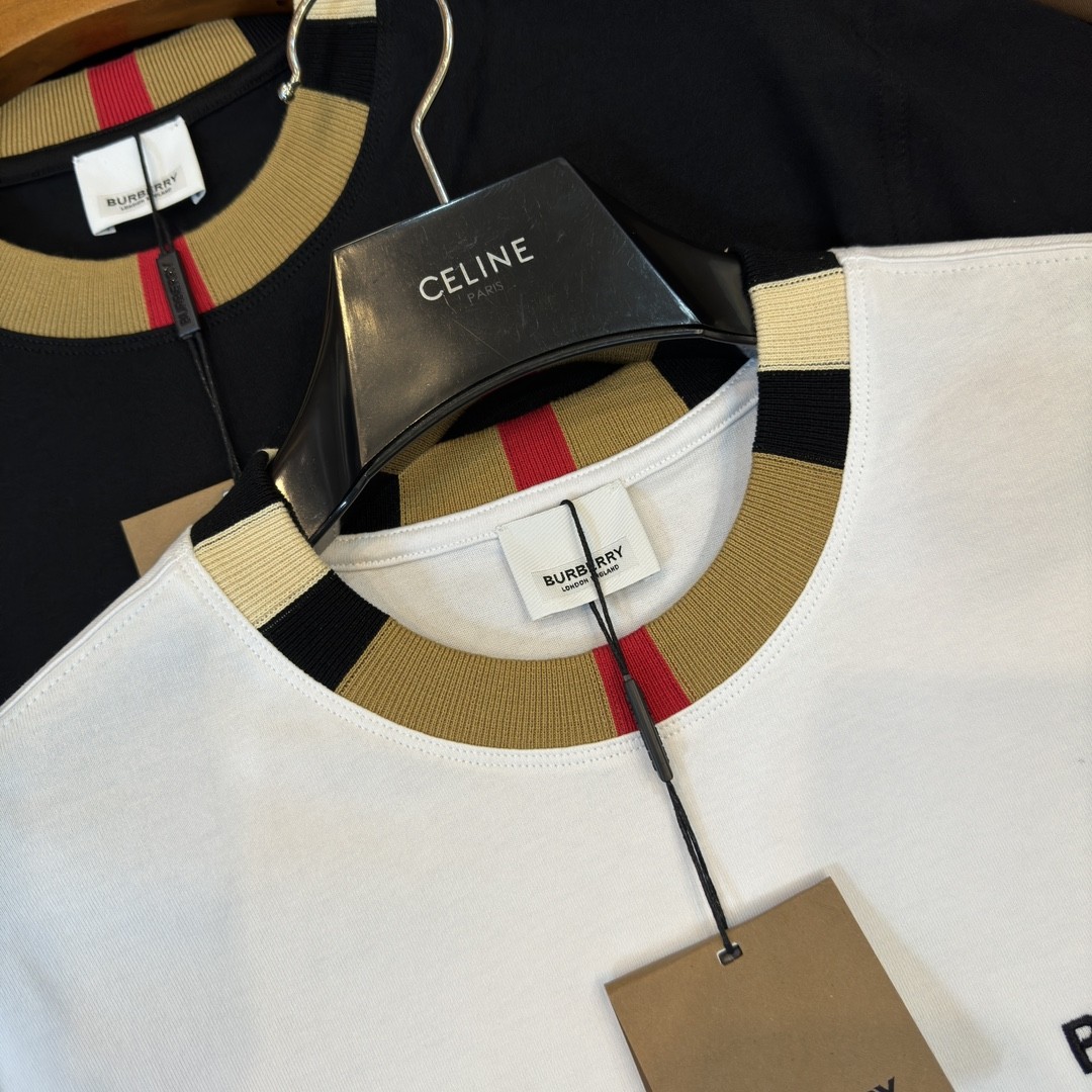 「#2004」Burberry 2024ss latest logo embroidered cotton short-sleeved t-shirt - Image 6