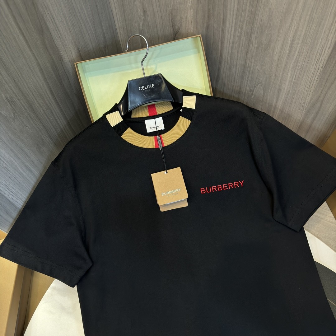 「#2005」Burberry 2024ss latest logo embroidered cotton short-sleeved t-shirt - Image 2