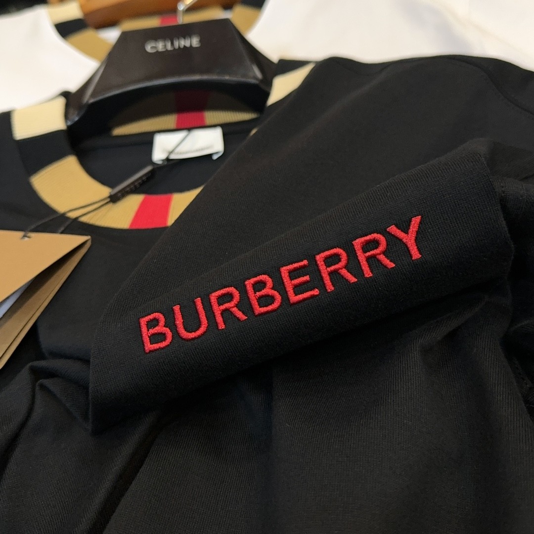 「#2005」Burberry 2024ss latest logo embroidered cotton short-sleeved t-shirt - Image 4