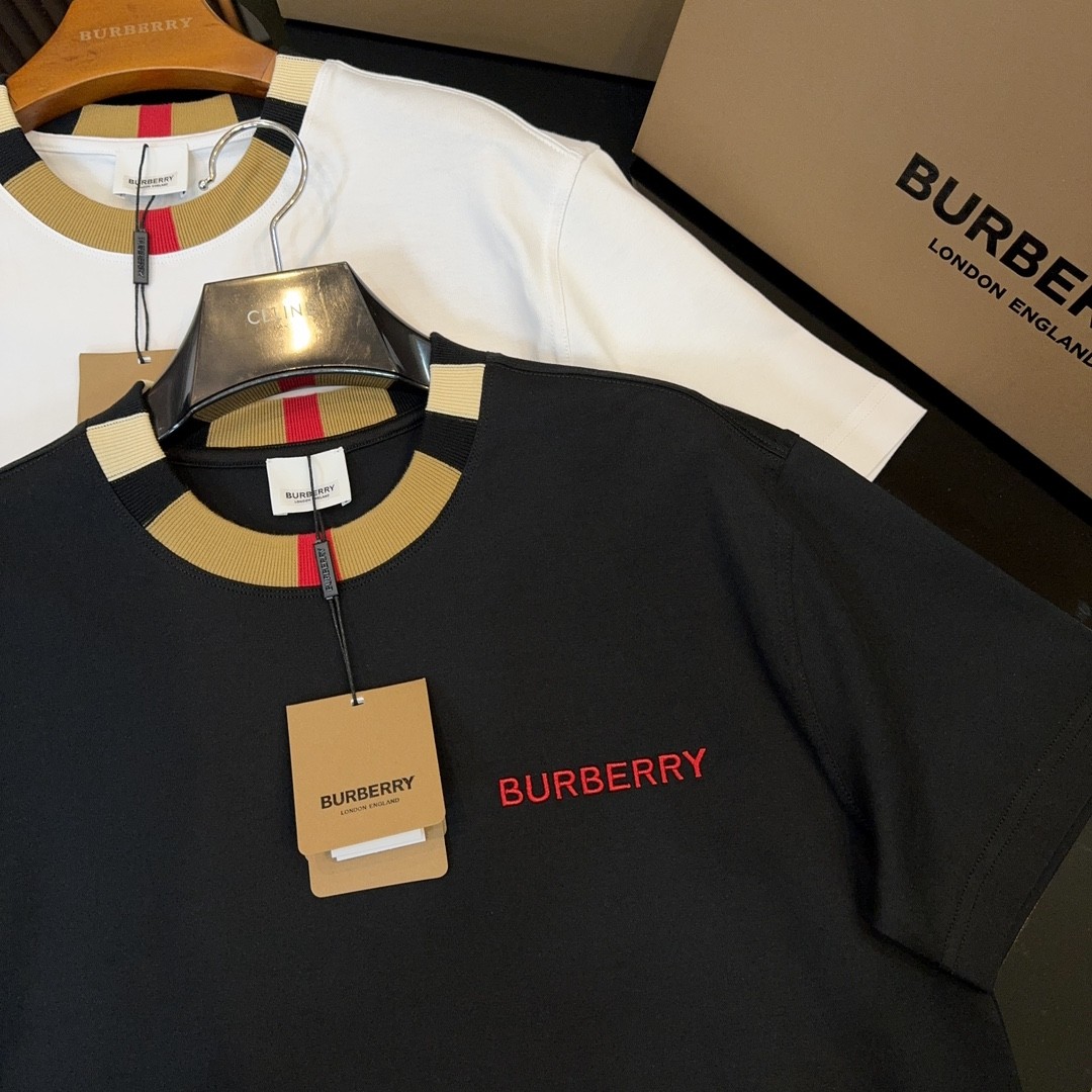 「#2005」Burberry 2024ss latest logo embroidered cotton short-sleeved t-shirt - Image 3