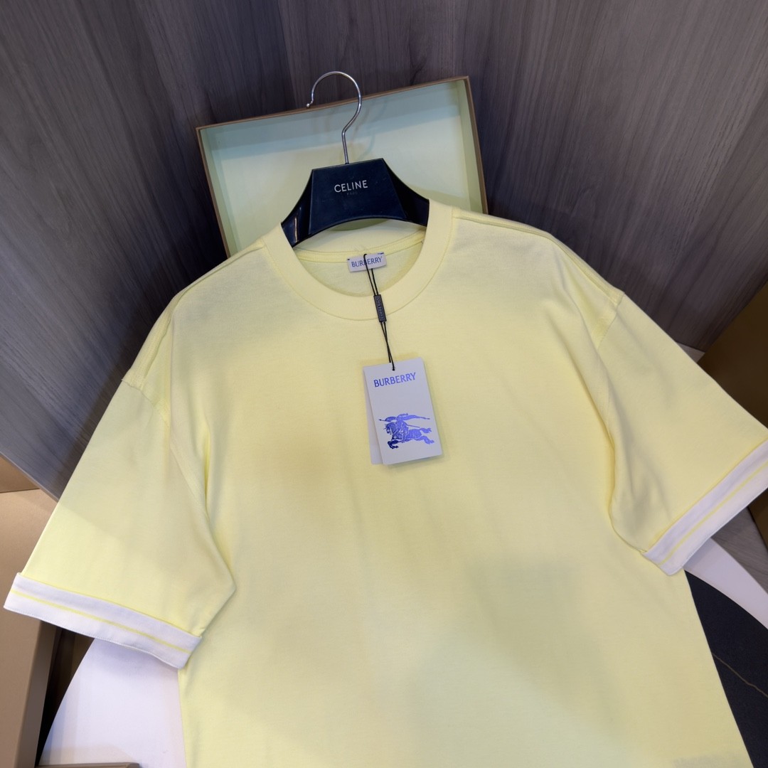「#2006」Burberry 2024ss the latest white cloth cuffs stitching small war horse printed cotton t-shirt - Image 2