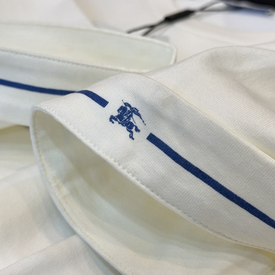 「#2007」Burberry 2024ss the latest white cloth cuffs stitching small war horse printed cotton t-shirt - Image 4