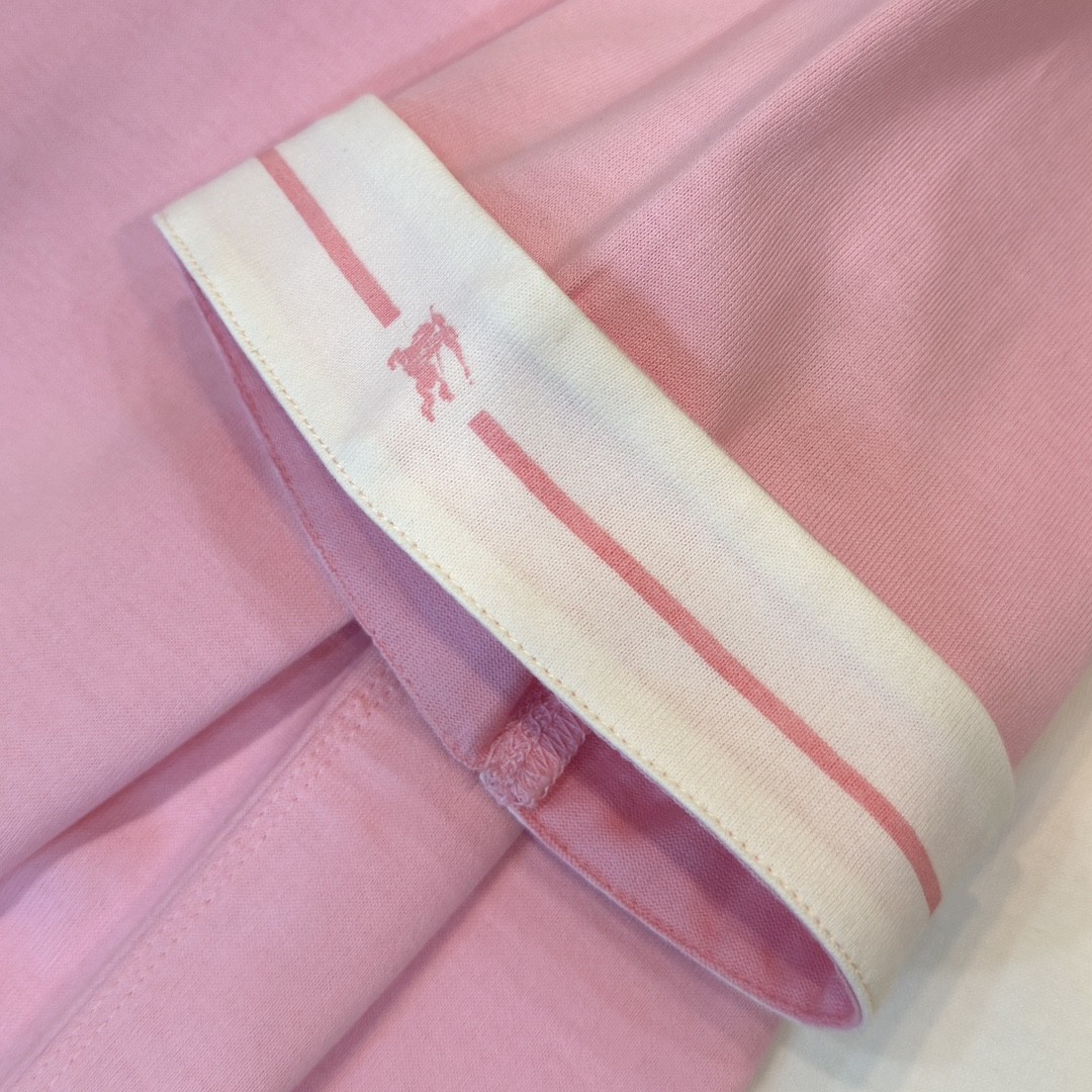 「#2008」Burberry 2024ss the latest white cloth cuffs stitching small war horse printed cotton t-shirt - Image 4