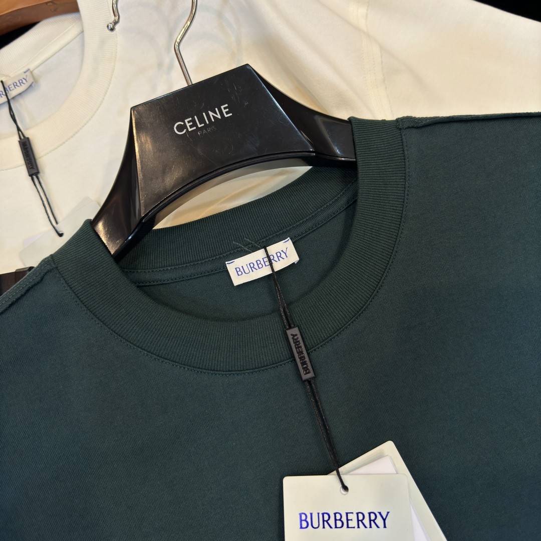 「#2009」Burberry 2024ss the latest white cloth cuffs stitching small war horse printed cotton t-shirt - Image 7